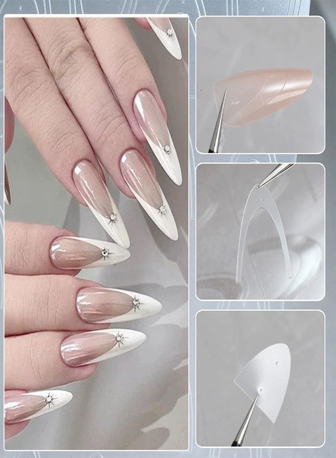JERCLITY 5 Pieces French Tip Stencil French Tip Stickers Guide Hollow Grid Pattern Nail Stencils French Tip Stencils for Nails - Image 4